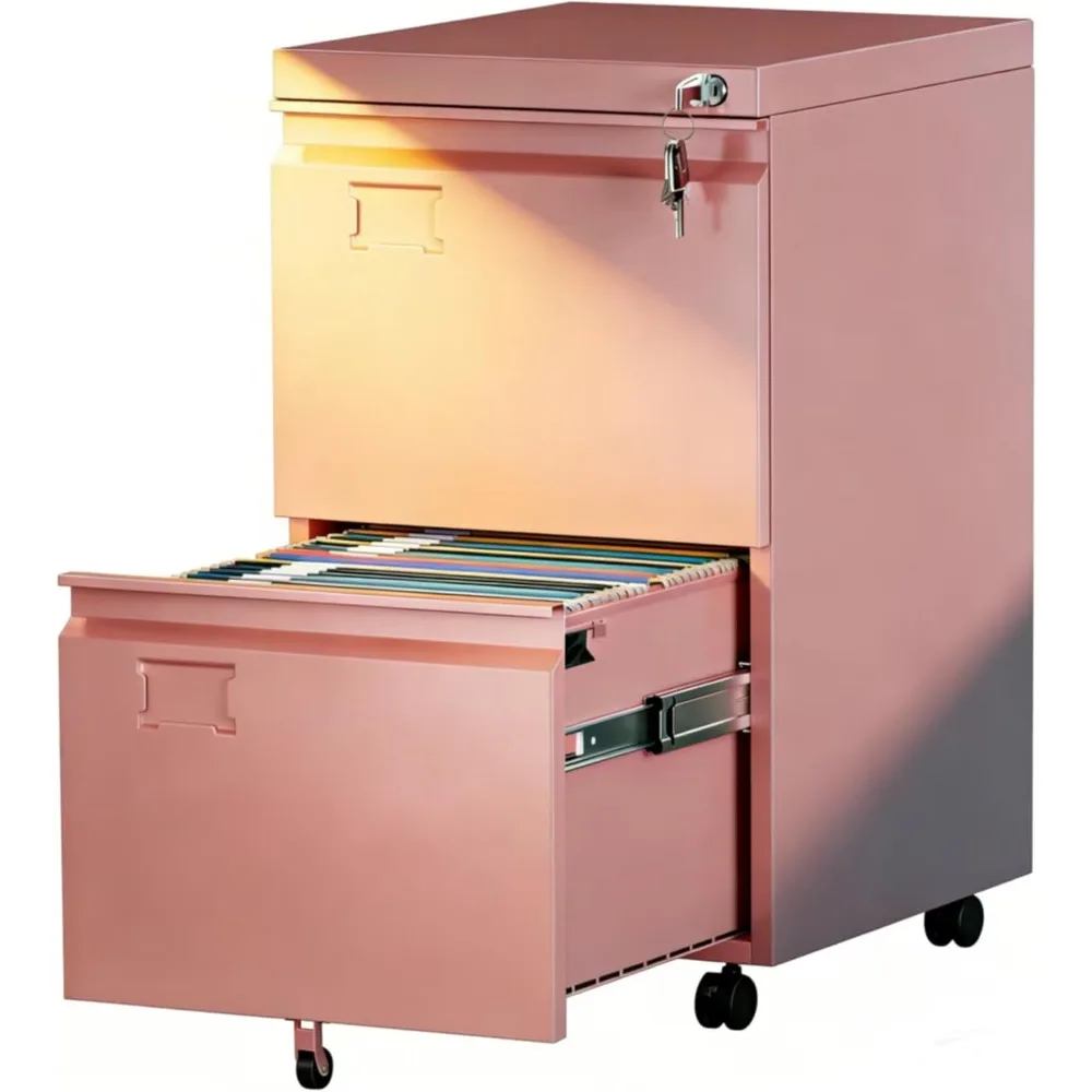 

US Shipping 2 Drawer Metal File Cabinet with Lock Rolling Mobile for Home Office Under Desk Storage Letter Legal Size