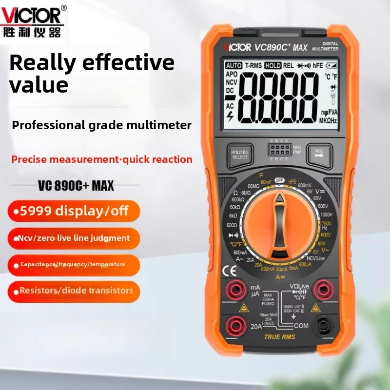 

Victory VC890C+/890D Multimeter High Precision Digital Multifunctional Universal Meter with Capacitance for Electricians