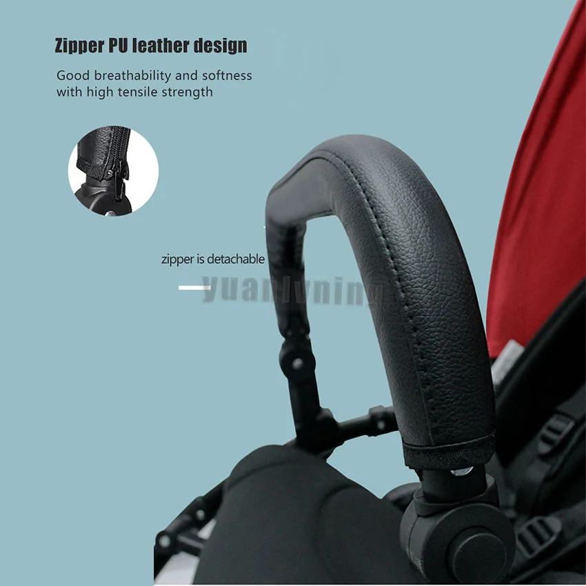 Stroller Leather Bumper Bar Universal Extended Armrest Stroller Accessories Adjustable Handlebar Fit 98% Baby Stroller Upgraded