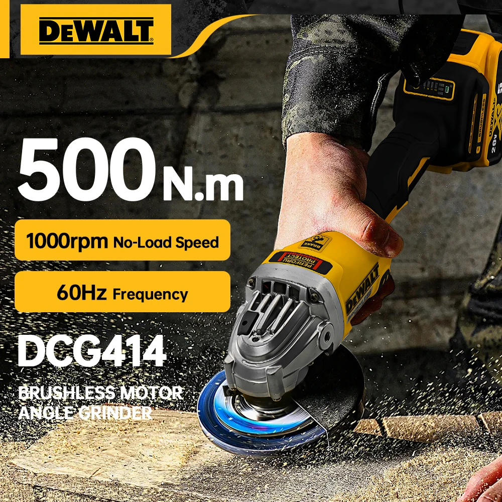 Dewalt 20v bateria dcg414 100mm 125mm 150mm sem escova ângulo moedor sem fio máquina de corte metal moagem polimento ferramenta elétrica