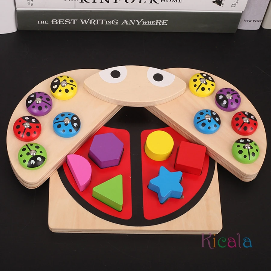 Kids Montessori Math Toys For Toddlers Wooden Educational Puzzle Fishing Toys Color Shape Matching Games Board Toy