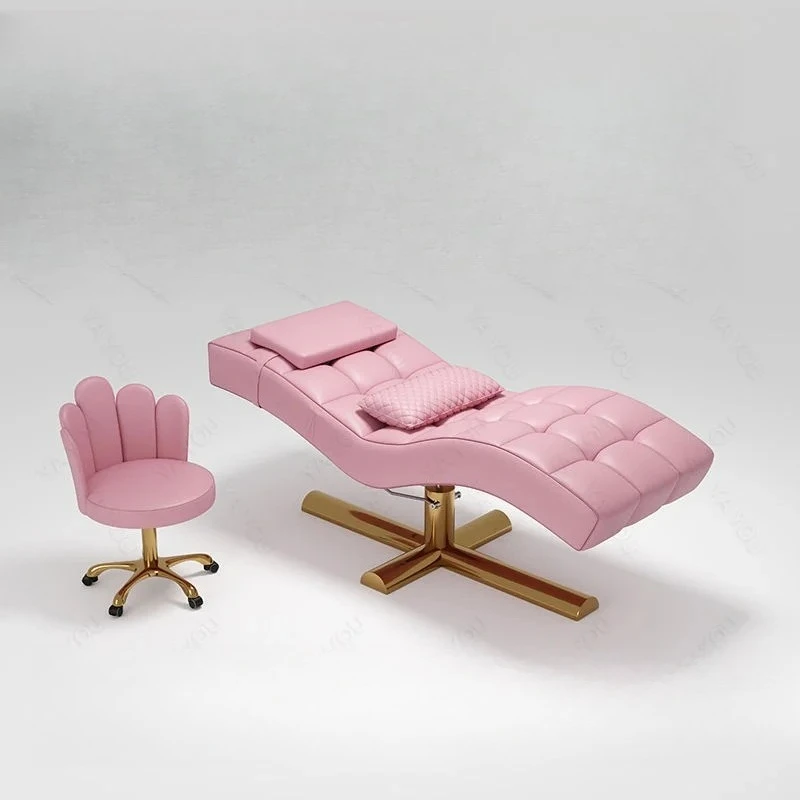 Pink Base Customizable Color Eyelash Extension Spa Lash Bed Beauty Massage Bed for Beauty Salon