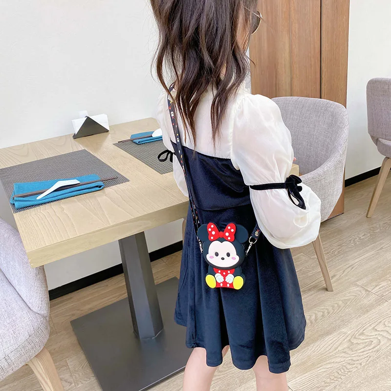 Disney Mickey Mouse Shoulder Bag Baby Girls Messenger Bags for Children\'s Cute Kindergarten Bag Boy Silicone Coin Purse Kids Bag