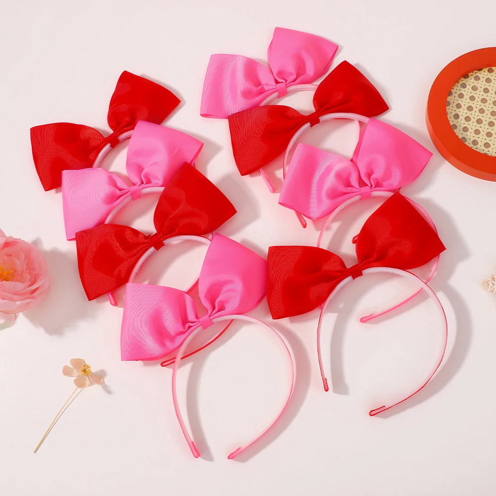 

8Pcs random color hair hoop for girls big bows party head band cute ribbon bows hairbands kids lovely headdress