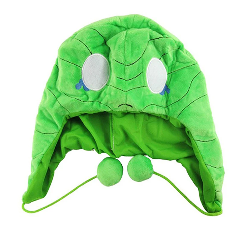 Amumu Cosplay Hat Green plush Hat Game LOL The Sad Mummy Headgear Halloween Carnival Party Role Play Props