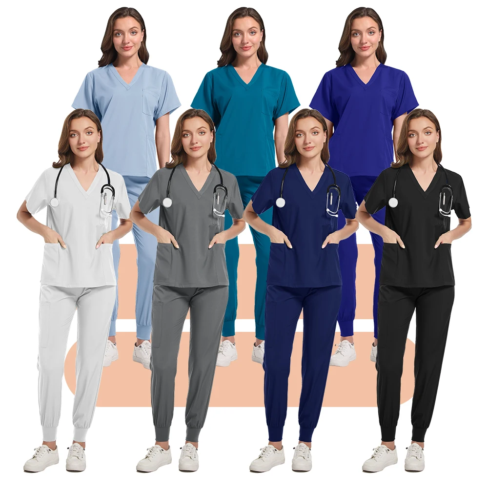 

New Nurse Uniform Unisex Scrub Suit Medicals Clothing for Women Jogger Set Elastic Hospital Uniforms Scrubs Medical Lab Coats