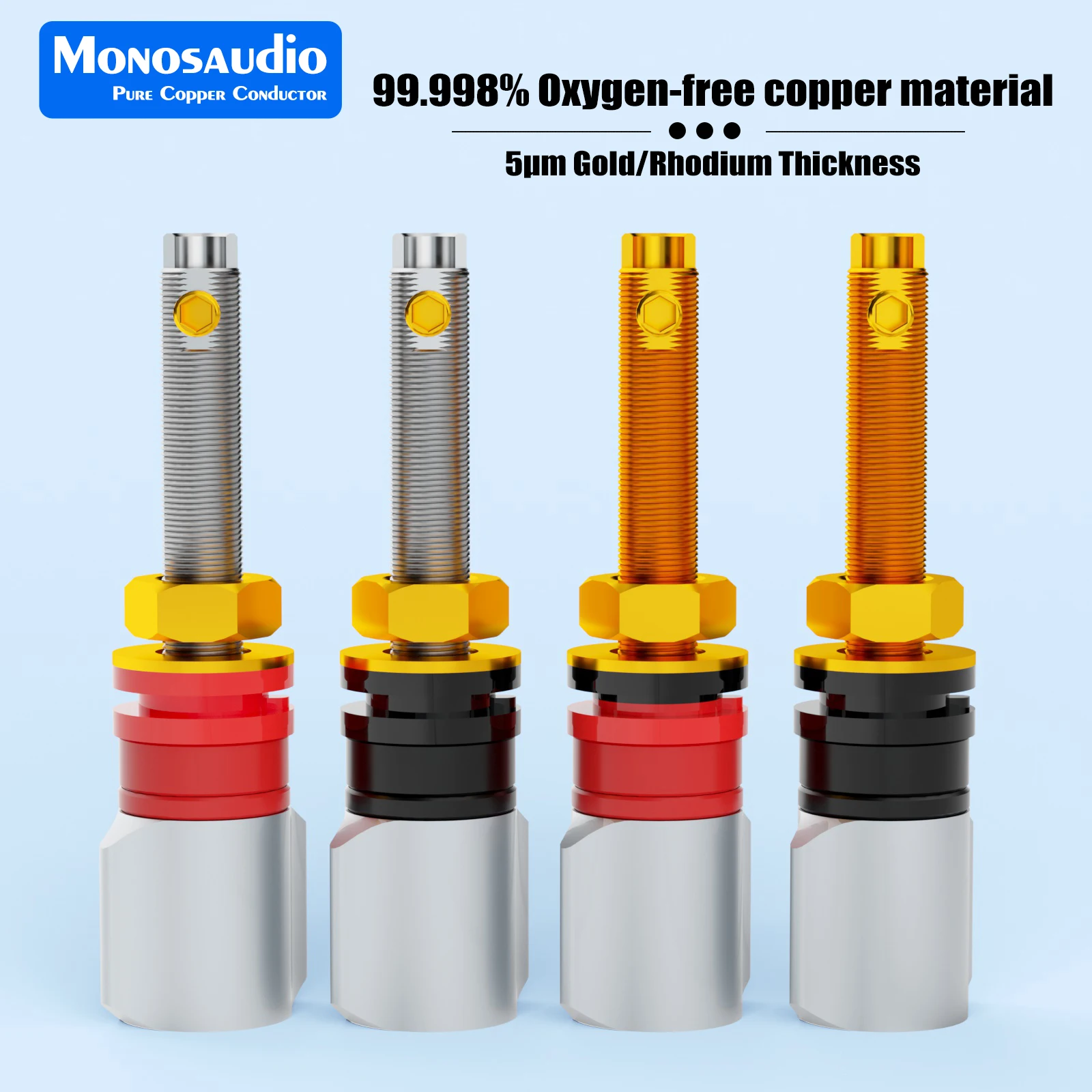 

Monosaudio HIFI Speaker Pure Copper Long Binding Post Gold/Rhodium Plated Loudspeaker Female Sockets for Amplifier