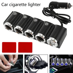 DC 12V/24V 4 Way Auto Car Cigarette Lighter Socket Splitter Power Charger Adapter Charging Dual USB Ports for Smartphones Hot
