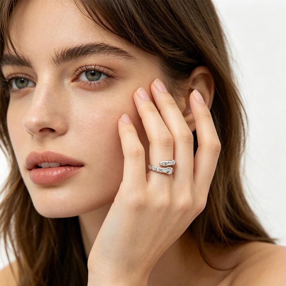 Tumblr Silver Snake Zircon Ring Dark Tumblr Style Fit Grunge Outfit Alt Fashion Meetup Trendy Daily Ornament