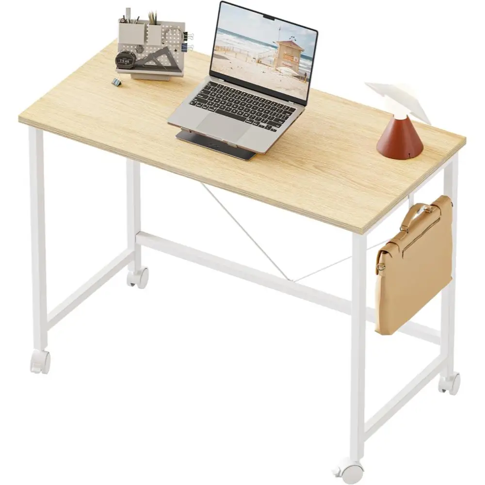 

32 inch Rolling Computer Desk with Wheels, Gaming Desk for Small Spaces, Modern Simple Style Table for Home Office, Stud