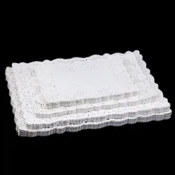 140Pcs Rectangular Flower Bottom Lace Paper Kitchen Oil Absorbing Disposable Food Bread Cake Pad Papers
