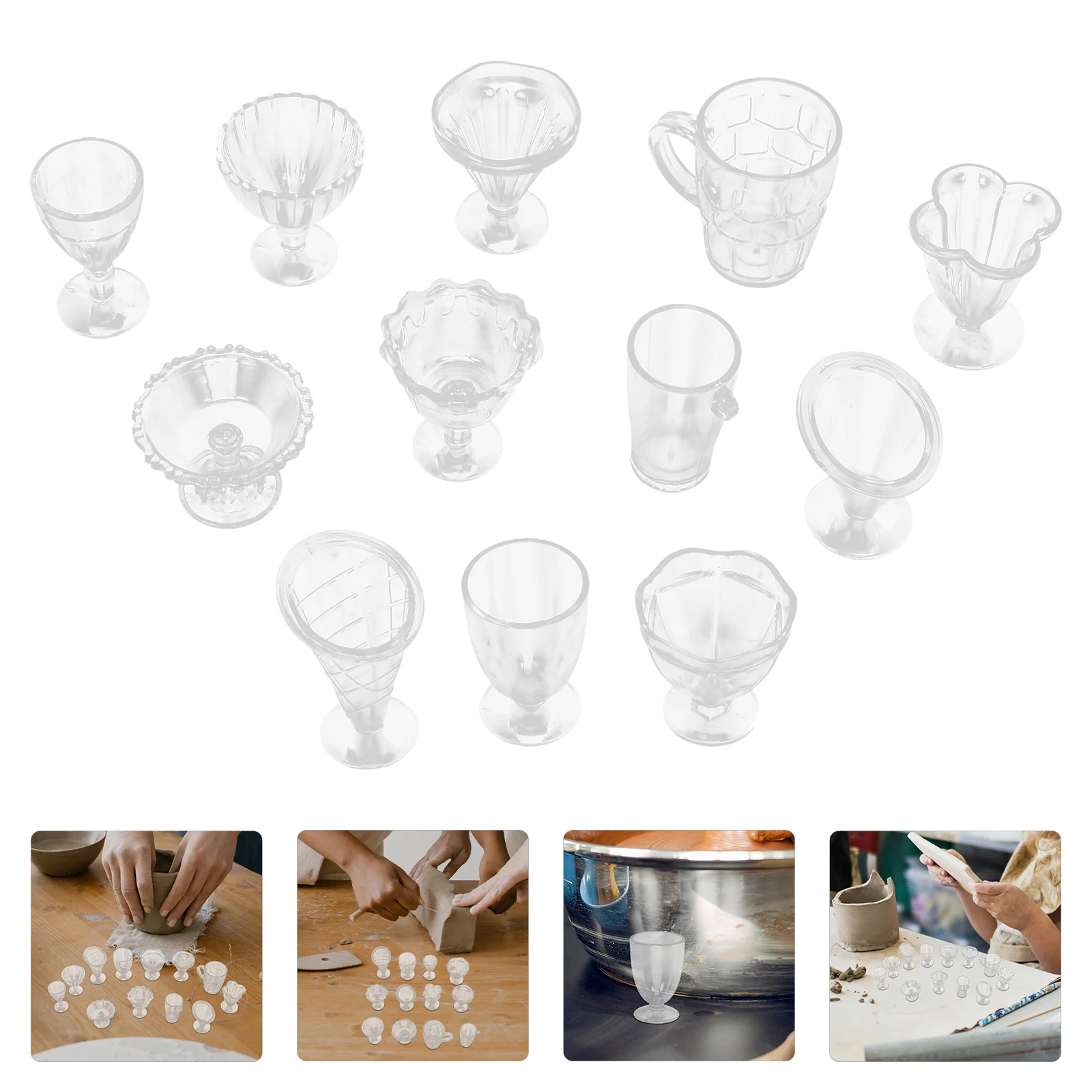 

4Set Mini Ice Cream Cup Set Realistic Transparent Plastic DIY Creative Craft Decorative Miniature Ice Cream Accessory