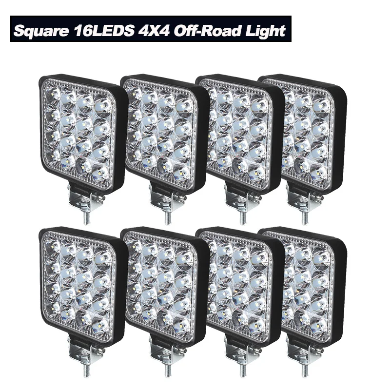 

12V Waterpoof Mini LED Work Light Spot LED Light Bar Off Road Spotlight for Jeep Truck 4X4 Car SUV ATV Barra 16LEDs Headlights