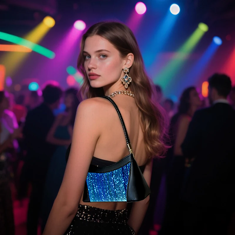 حقيبة تحت الإبط متوهجة LED حقيبة كتف مفردة أوضاع تغيير اللون معدات عصرية ثابتة 7 ألوان تغيير تلقائي