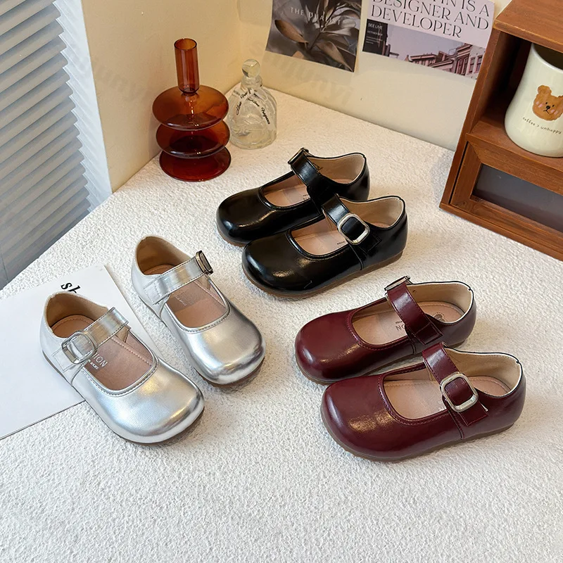 

Girls PU Leather Shoes 2026 Spring Autumn New Glossy Fashion Mary Jane Kids Dress Shoes Children Princess Performance Shoes