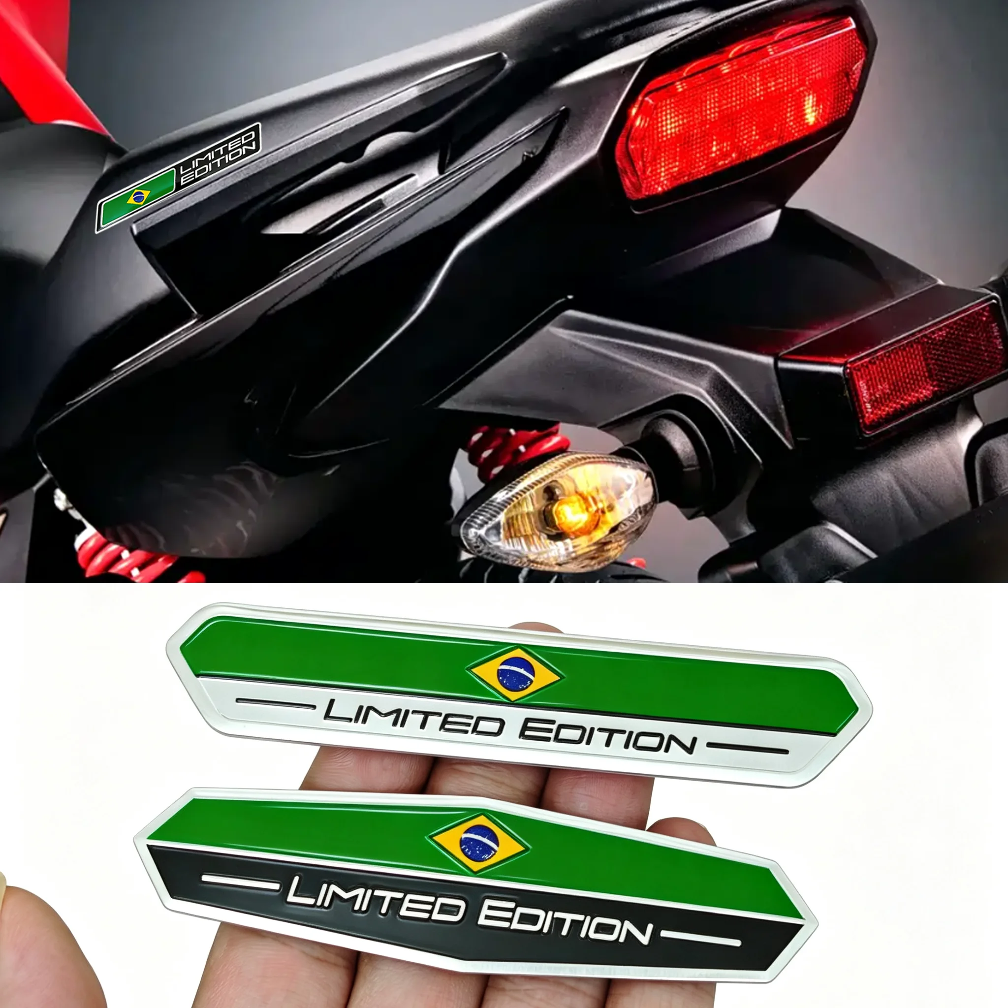 

Brazil Flag Aluminum Motorcycle Decal Limited Edition Motorcycle Emblem Compatible with Honda Yamaha Xinyuan Hualian BMW Harley