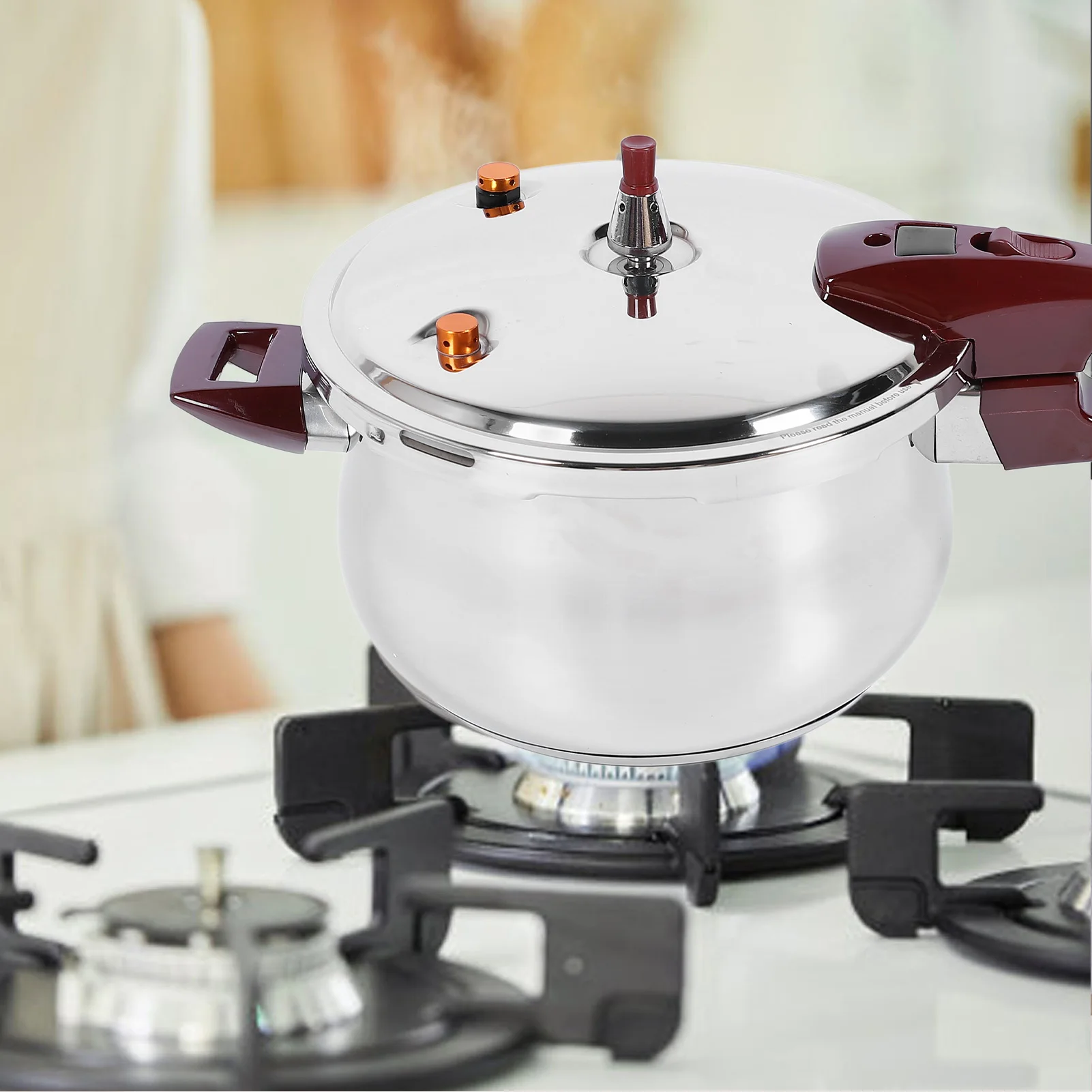 Stainless Steel Pressure Cooker Stew Cooking Pot Large Capacity Compatible with Gas Induction Cooker with O Ring