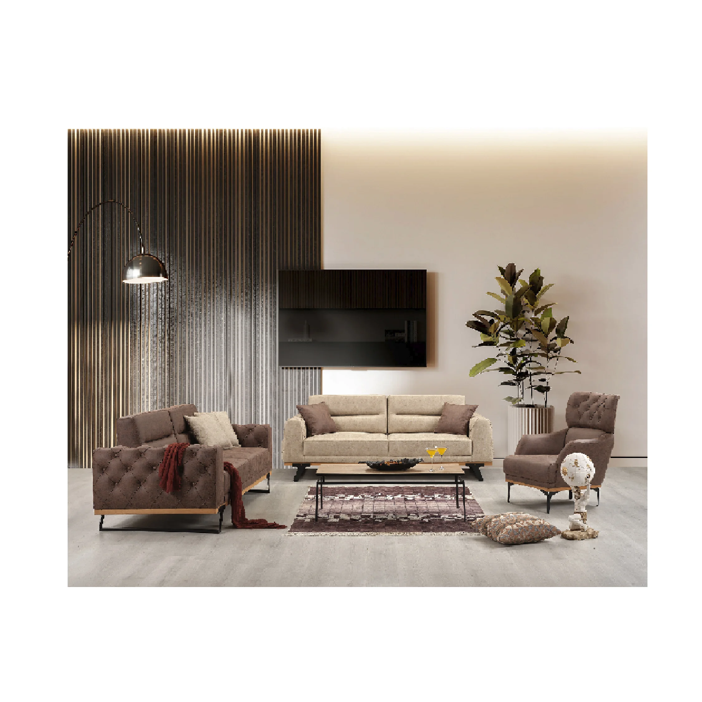 * Luxury Modern European Style LOFT Chesterfield Modular Sofa Sets Wood Material for Kitchen Living Room Applications