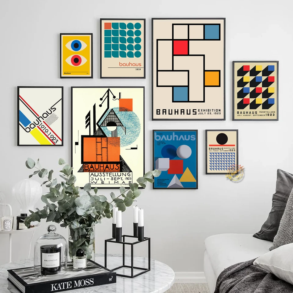 

Abstract Simple Geometric Line Art Bauhaus Fashion Retro Exhibition Poster Canvas Paintings Wall Art Pictures Home Decor