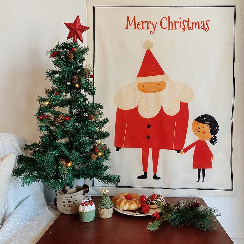 Simple Lovely Christmas Decoration Background Cloth Scene Party Photo Props Tapestry