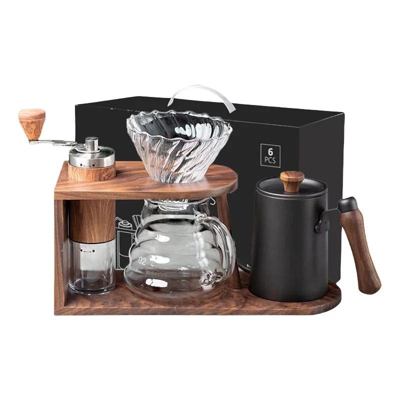 Hot Selling High Quality Pour-over Coffee Maker Share Pot Drip Cup Kit Coffee Tea 6 Sets Coffee Tools Accessories