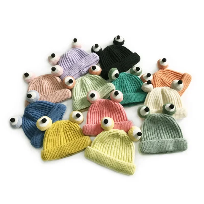 

Winter Warm Cute Frog Woolen Hats Kids Kawaii Knitted Caps Children Funny Cartoon Bomber Hats Children Hat for Women Girls Boys