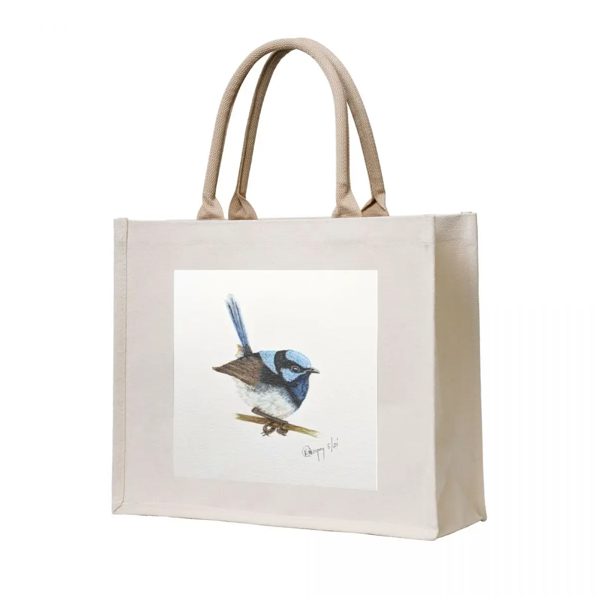 

Superb Blue Fairy Wren. Australian Native Bird. Tote Bag canvas tote bag shopping trolley bag