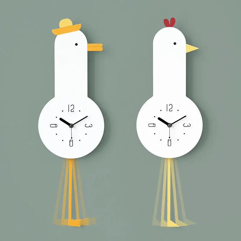 

Home Personality Living Room Creative Modern Simple Animal Wall Clock Rocking Duck Style Wall Clock Modern Design Home Decor