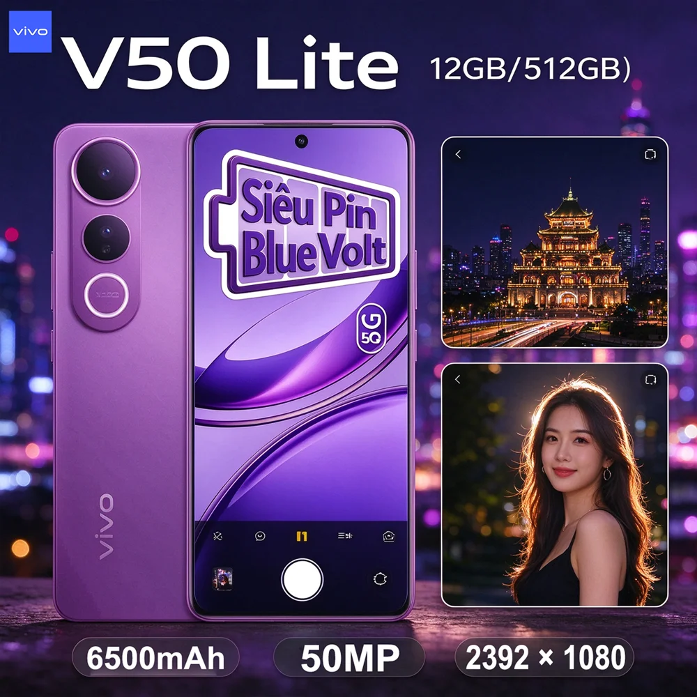 Smartphone VIVO V50 Lite 5G 512GB 12GB RAM - Bateria 6500mAh