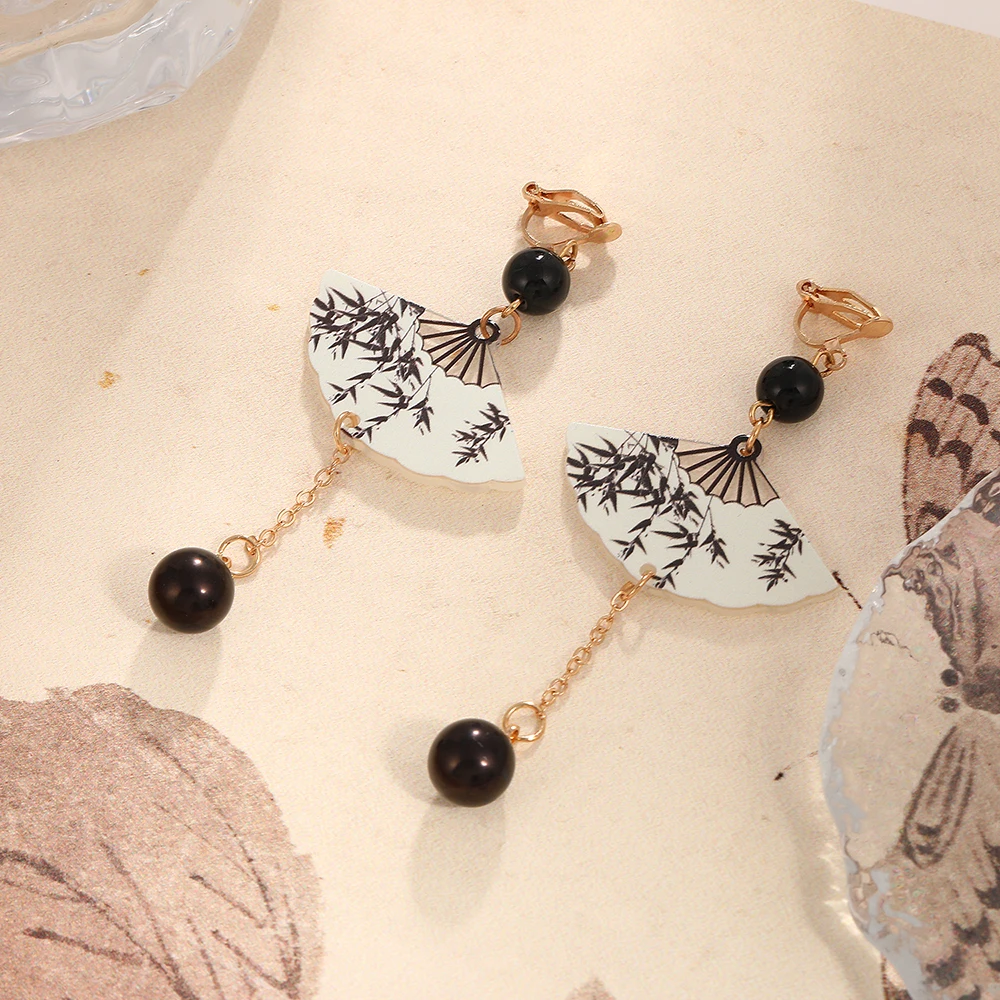 Simple Retro Elegant  Clip on Earrings Without Piercing Handmade Chinese Ancient Style Chinese Classic Earrings