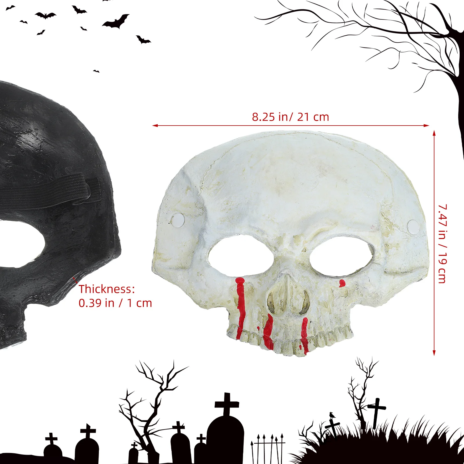 قناع جمجمة دموي نصف وجه رعب نمط الهالوين زي الديكور قناع مخيف تأثيري مهرجان الهيب هوب الرقص #2