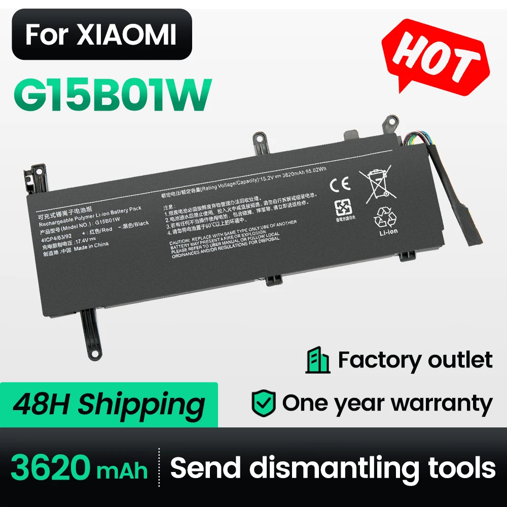 Keyuan battery R13B01W R15B01W for Xiaomi Mi Air 13.3 12.5 Pro 15.6 inch  laptop Gaming 171502-A1 G15BO1W 7300HQ 1050Ti