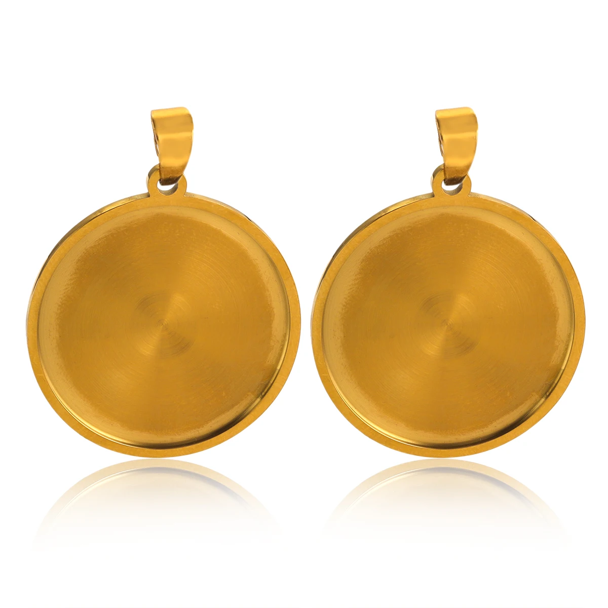 5pcs Burnish Stainless Steel Blank Cabochon Base Setting Charms Pendant PVD 18K Gold 20 25 30 40mm  Jewelry Making Supplies