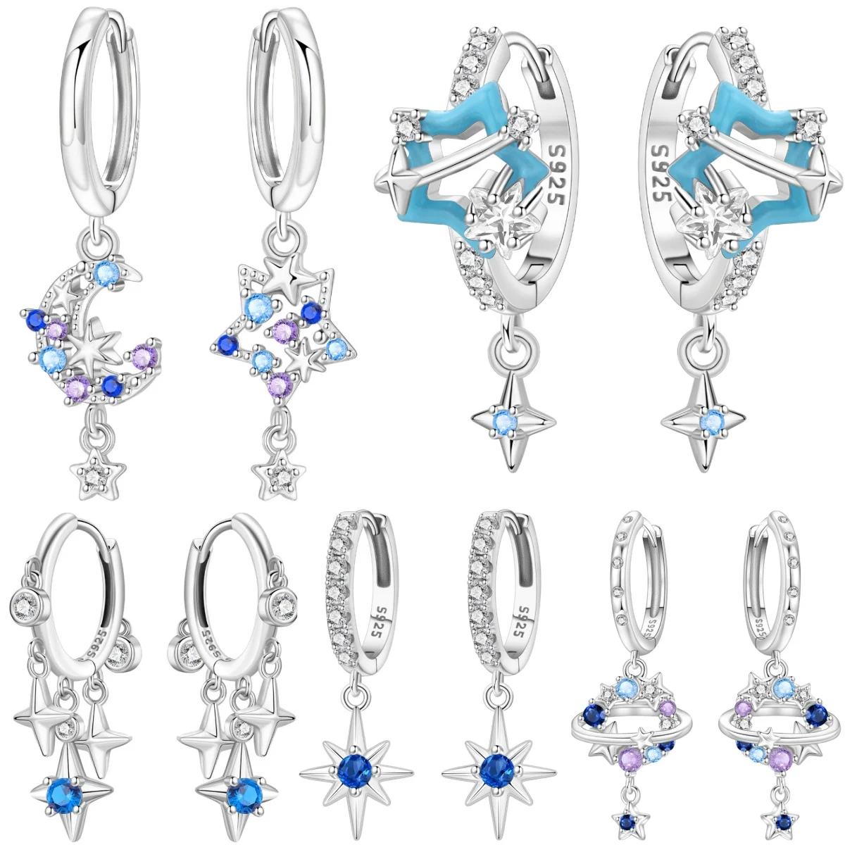 

Серьги с кисточками из стерлингового серебра 925 пробы со звездой, луной и солнцем, ювелирные изделия, универсальные серьги-кольца для женщин, ювелирные изделия, изысканные подарки на день рождения