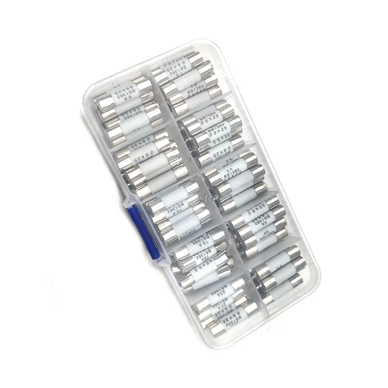 100PCS Ceramics Fuses Kit Slow Blow 5x20mm 1A 2A 3A 4A 5A 6A 8A 10A 15A 20A 250V 5*20 Protective Insurance Tube Set