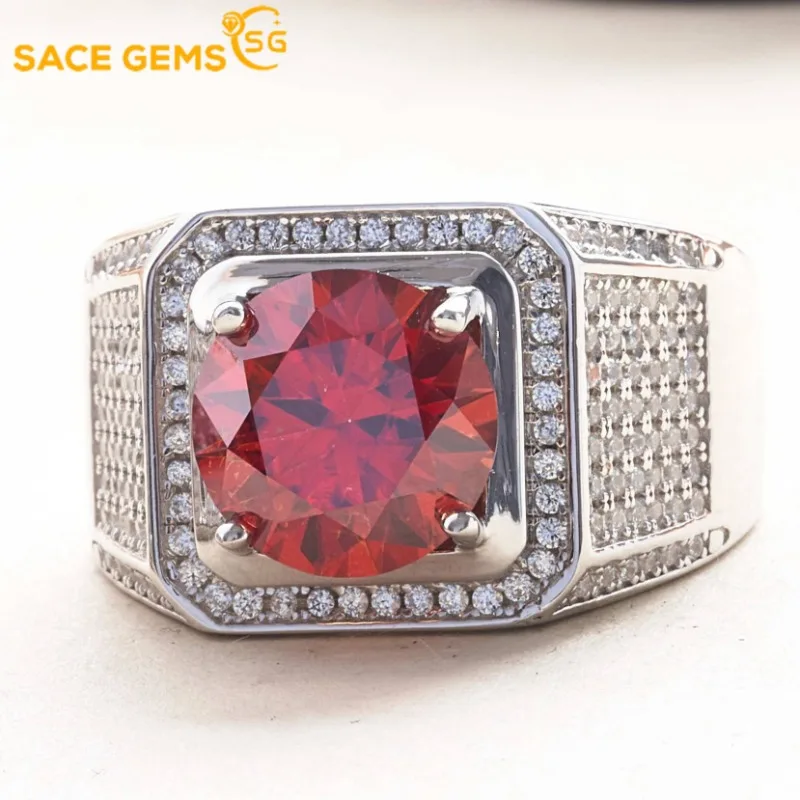 

SACE GEMS GRA Certified D Color 5CT Moissanite Ring for Men S925 Sterling Silver Wedding Diamond Band Party Luxury Fine Jewelry
