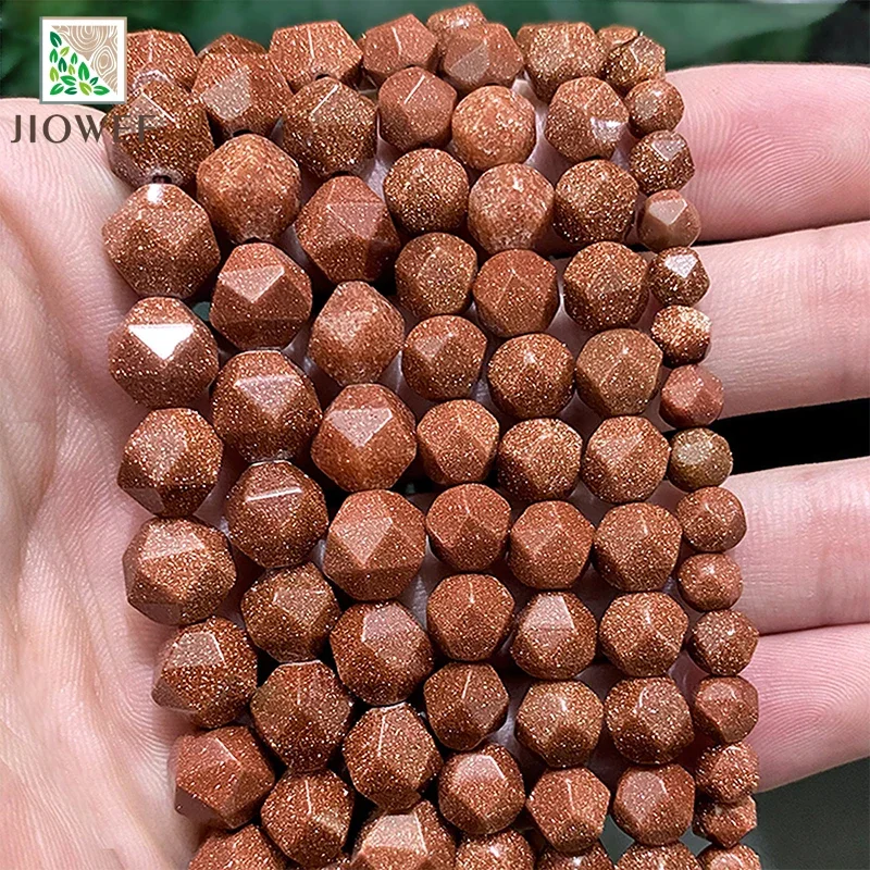 6 8 10MM Natural Stone Faceted Golden SandStone Beads for Jewelry Making Loose Spacers Beads DIY Bracelet Earrings 14