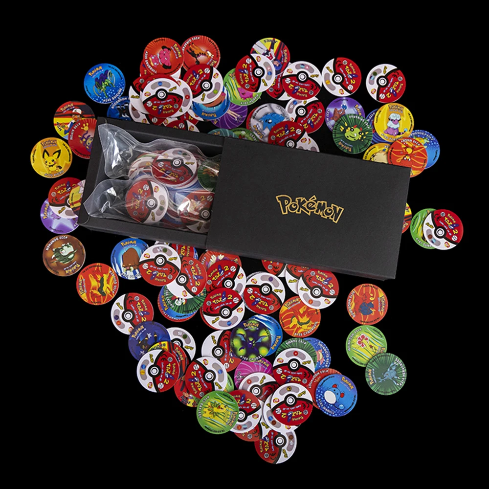 Lote De Tazos Pokemon الجيل الأول 169 قطعة مجموعة كاملة من أغطية الحليب Super Mega Master Pikachu بطاقات Tasos المستديرة