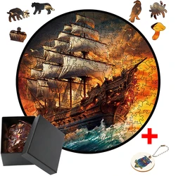 Wooden Pirate Ship Jigsaw Puzzle DIY Brain Trainer Adults Kids Educational Gift Family Interactive Game Hell Difficulty Puzzle