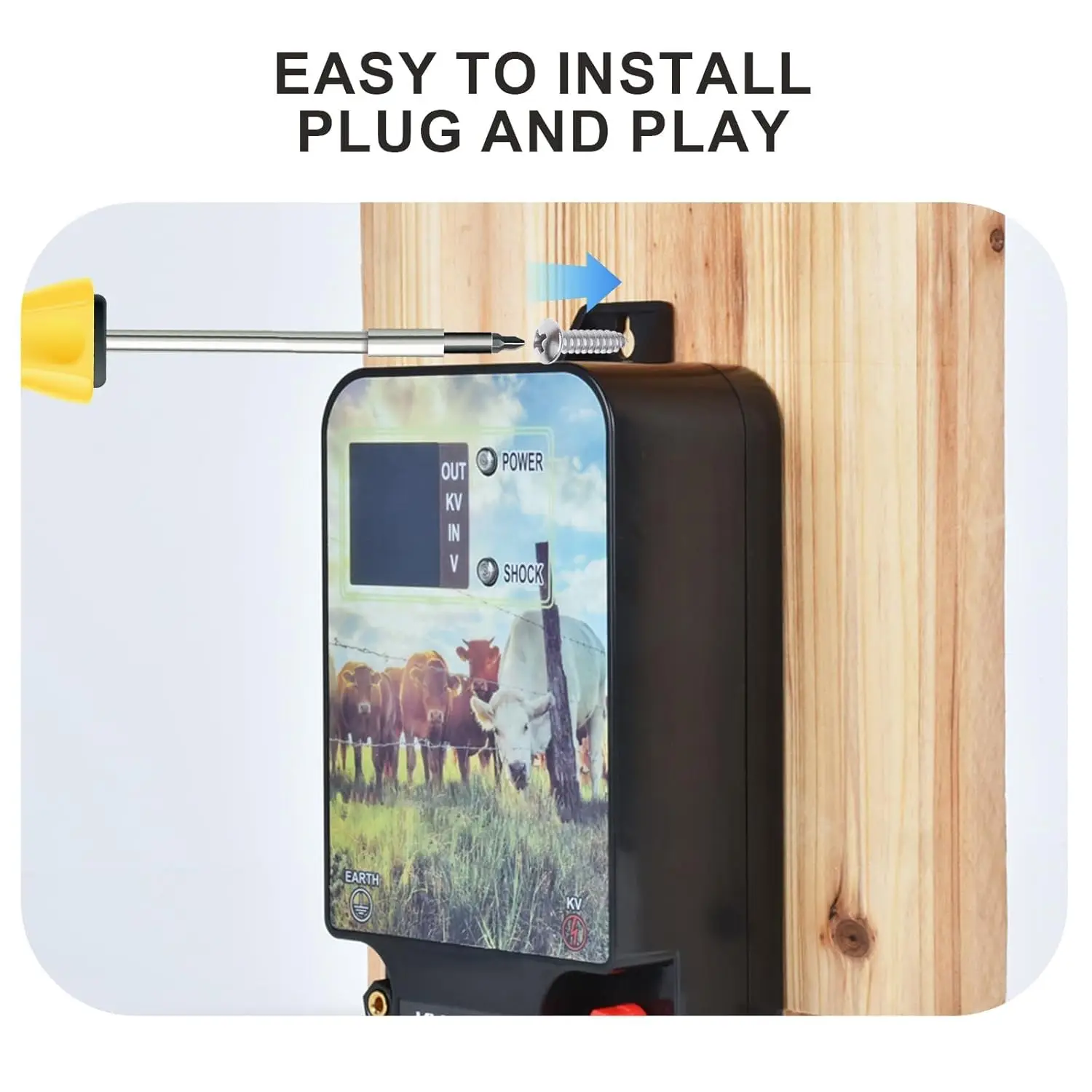 10KM Electronic Pulse Fence Energizer 6.2 Mile Controller for Animals Dogs Livestock Pasture Poultry 2Joules Electric Shepherd