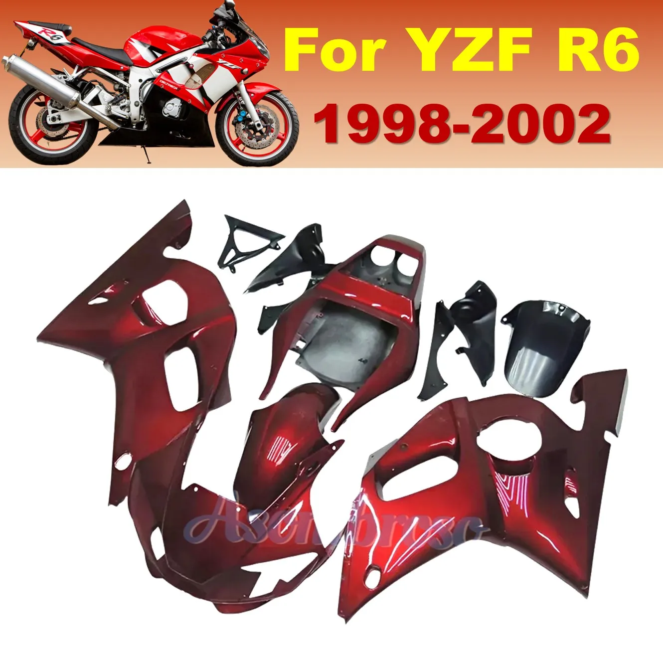

Для Yamaha YZF R6 1998-2002 YZF-R6 1999 2000 2001 YZF600 98 99 00 01 02 Обтекатели для мотоцикла ABS, комплект крышек кузова