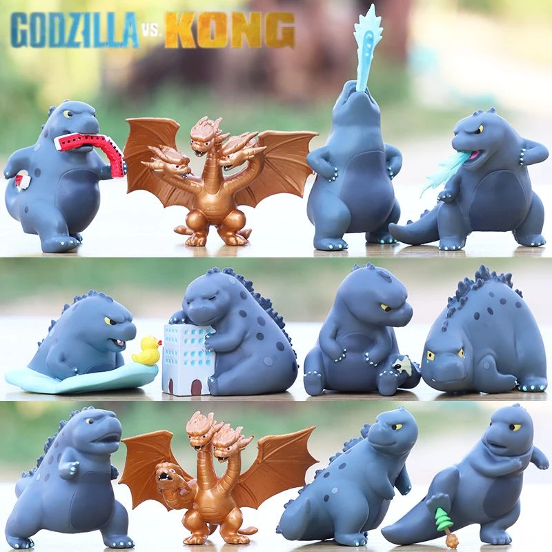 12pcs Q-version Godzilla King Ghidorah Toys Collection Hobbies Anime Action Figure Model Dolls Toys Kids Birthday Gift