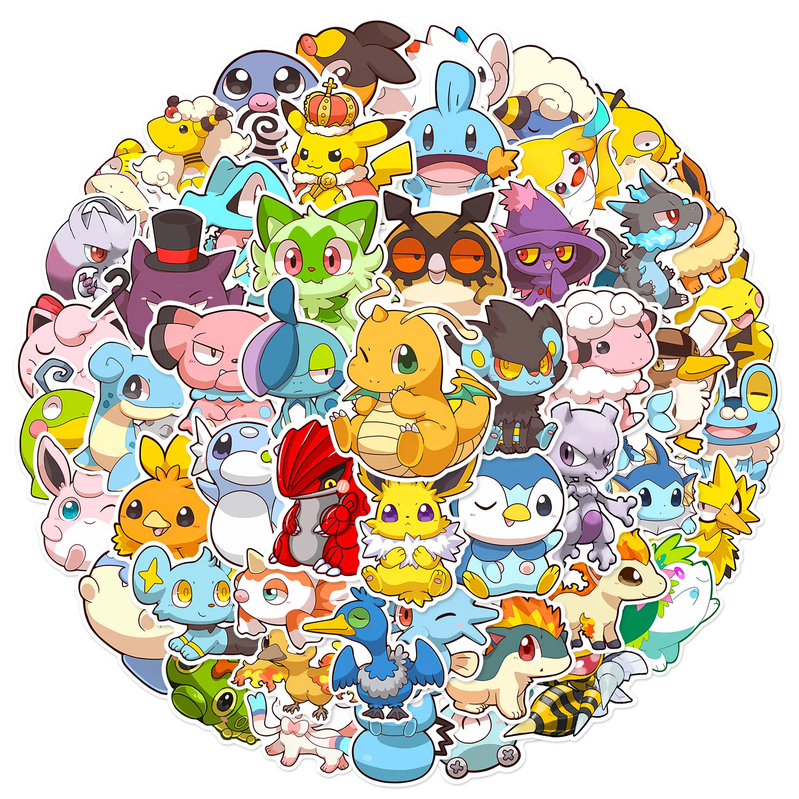 50pcs Q Version Pokemon Graffiti Suitcase Water Cup Waterproof Sticker