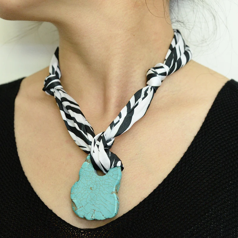 New Arrival Stainless Steel Gold Plated Diy Leopard Star Pendant Colorful Scarf Necklace