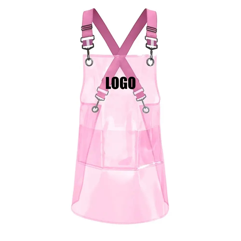 Xtinmee 2-Pack Clear Transparent Waterproof Salon Apron – For Hair Stylists, Barbers, Nail Techs, With Zippered Pocket (Black & White Options)