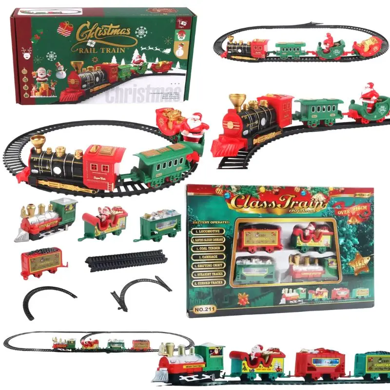 مجموعة قطار عيد الميلاد تجميع مسارات السكك الحديدية اللعب ديكور شجرة عيد الميلاد قطار هدية لعبة للأطفال حفلة عيد ميلاد هدية عيد الميلاد