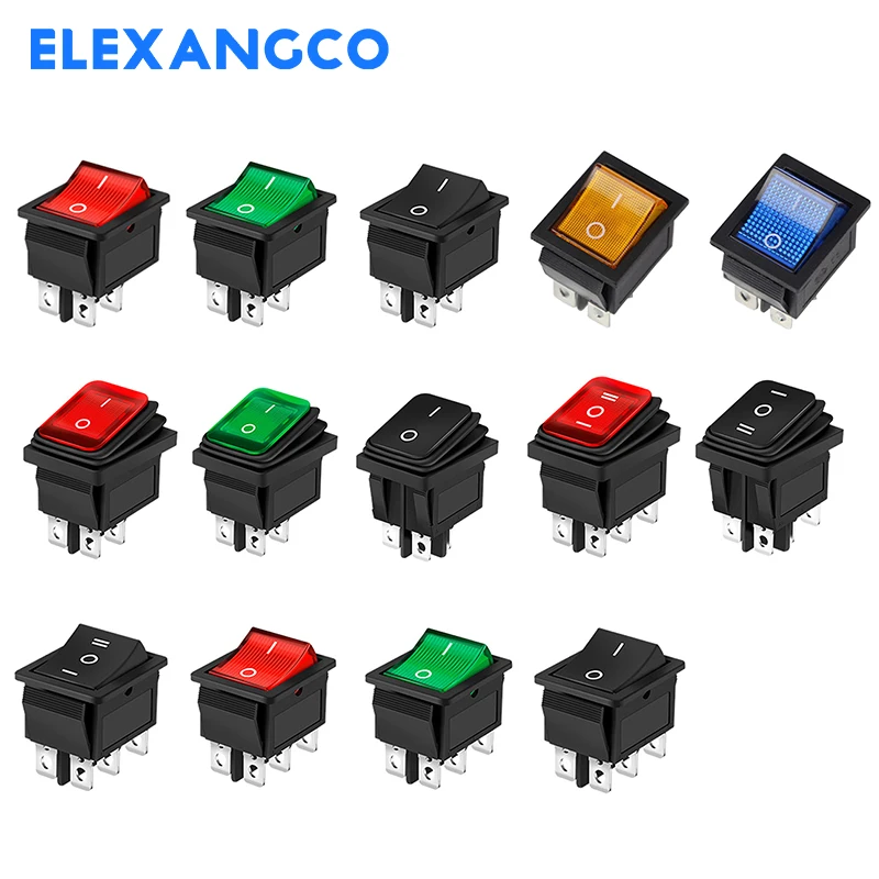 5Pcs KCD4 Series Rocker Switch 2/3 Position 4 Pins / 6 Pins Electrical Equipment With Lamp Power Switch 16A 250VAC/ 20A 125VAC