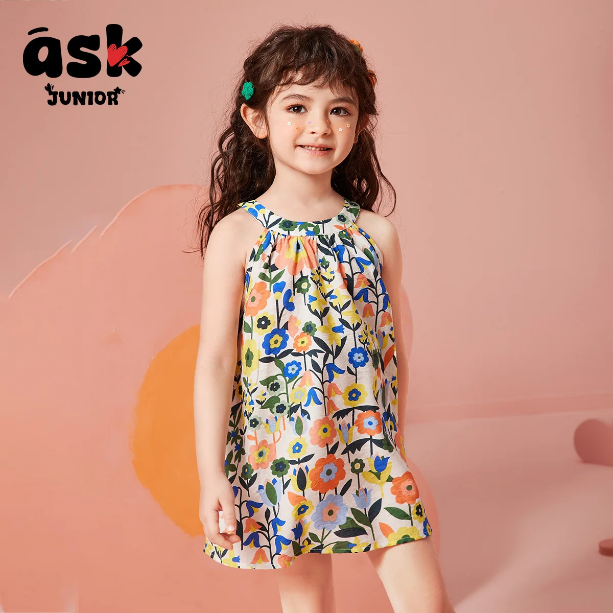 اسأل الفتيات الصغار الصيف الأطفال زهرة كبيرة طباعة كاملة اللباس حزام اللباس الشاطئ الرياح #5