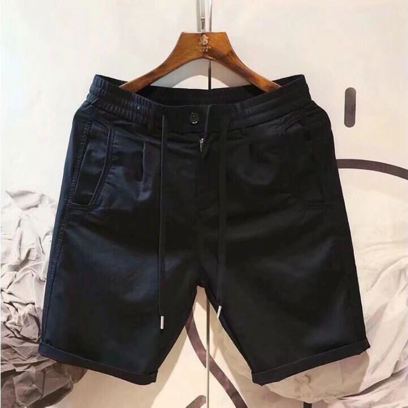 Drawstring Man Short Pants Black with Pockets Shorts for Men Off White Cotton No Logo Designer Casual Korean Style Xl Luxury 90s