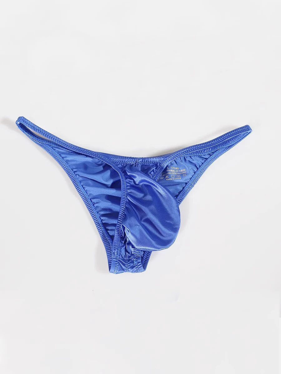 

Мужские трусы из ледяного шелка, легкие прозрачные сексуальные трусики-бикини с низкой посадкой, молодежные выпуклые трусы, блестящее атласное шелковистое нижнее белье